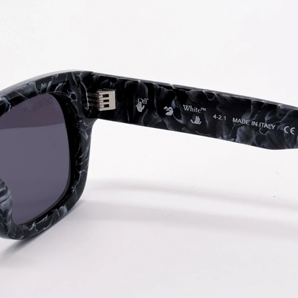 NEW OFF-WHITE ZURICH 107 BLACK MARBLE SUNGLASSES UNISEX OERI018 1107 EYEWEAR